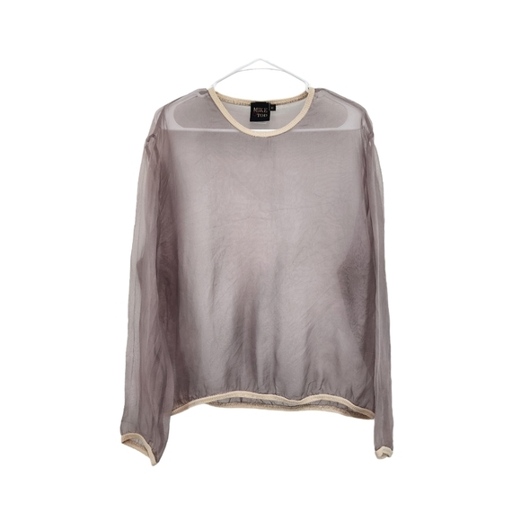 Mike & Tod Women's 100% Silk Long Sleeves Sheer Top - M - Picture 1 of 6